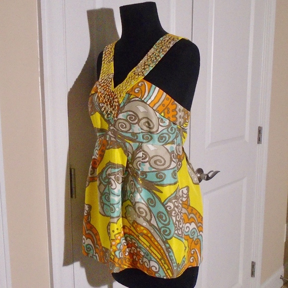 KATE SPADE Silk Jana Beaded V-Neck Top 2 - Picture 5 of 8